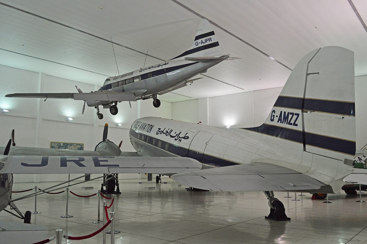 Al Mahatta Museum — Dove and Dakota. Al Mahatta Aviation Museum, Sharjah (22013966252).jpg