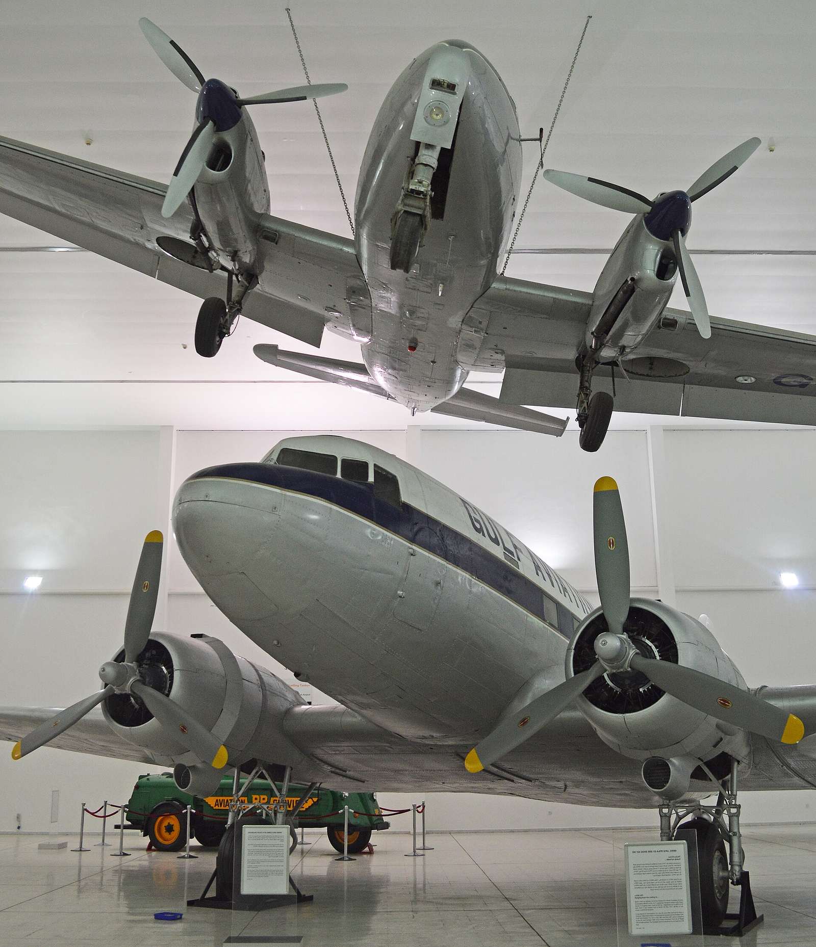 Al Mahatta Museum — Dove and Dakota. Al Mahatta Aviation Museum, Sharjah (22036123391).jpg