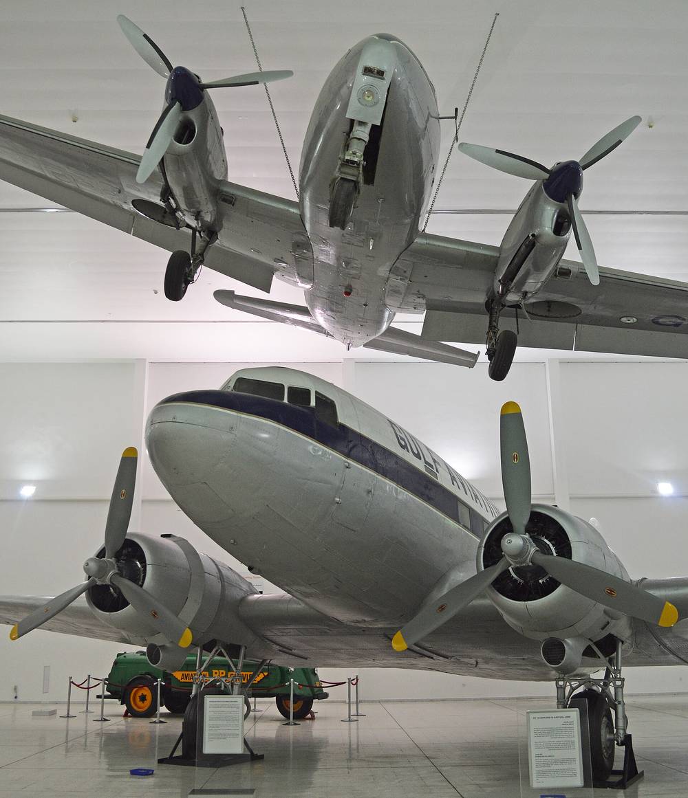 Al Mahatta Museum — Dove and Dakota. Al Mahatta Aviation Museum, Sharjah (22036123391).jpg