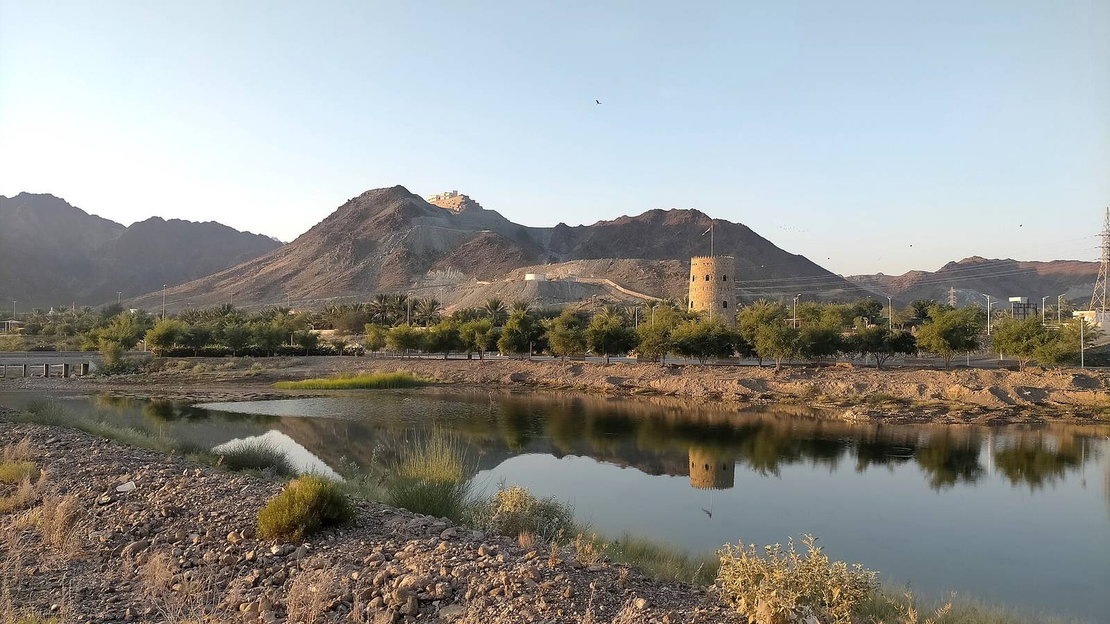 Jabal Dafda — Masfut - Wadi Hadf - Masfut Fort and Jabal Dafda.jpg